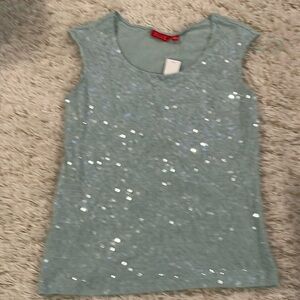 Celery Green Sequin Tank Top by Elle
